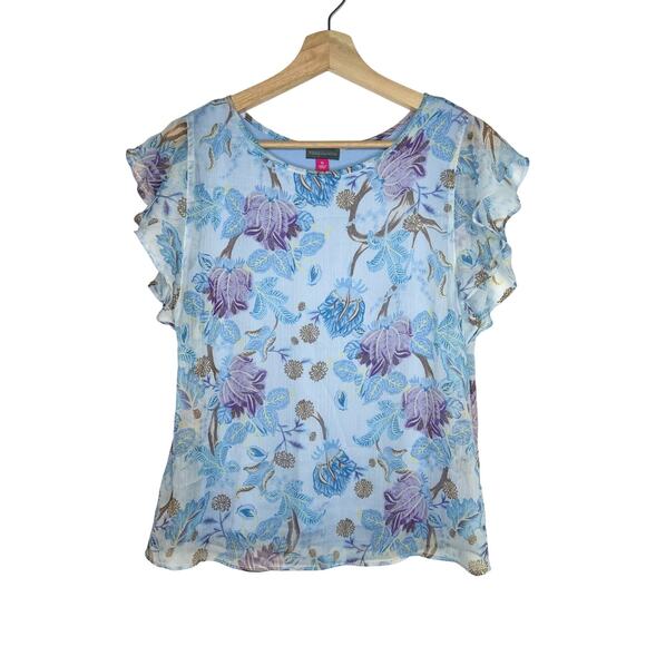 Vince Camuto Poetic Blooms Flutter Sleeve Blouse XS - Picture 1 of 7